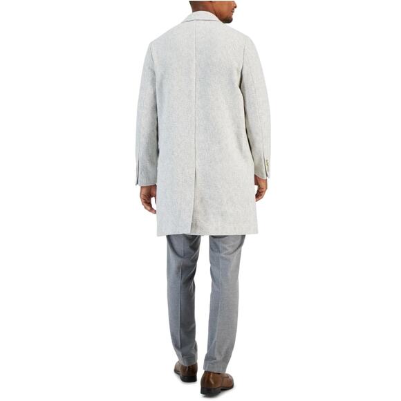 Alfani Men's Vanilla White Woven Textured Bruno Classic Mid Length Coat Size S - Picture 3 of 8